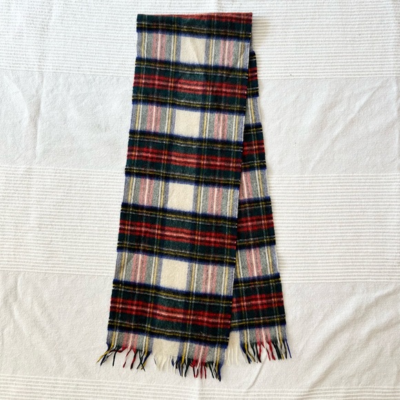 Johnstons of Elgin Cashmere / Wool Tartan Scarf Dress Stewart - Picture 7 of 10